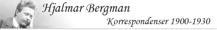 Hjalmar Bergmans korrespondenser 1900-1930